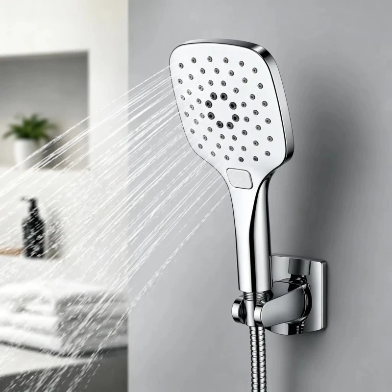 Full Chrome Button High Pressure Water Saving Shower